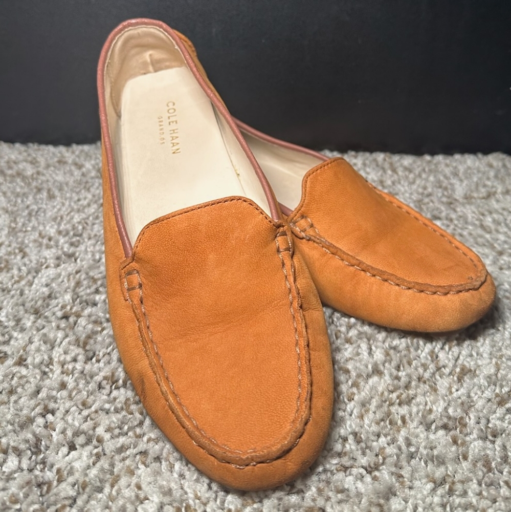 Brown suede Cole Hann loafer